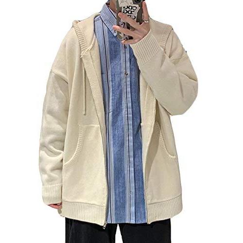 種類豊富な品揃え メンズ Debangniカーディガン 秋冬服 トップ フード付き ゆったり ニットカーディガン シンプル ニットセーター カーディガン