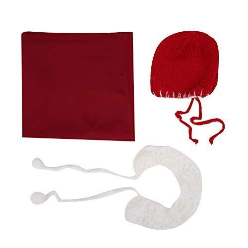 生まれたばかりの写真の小道具、再利用可能な 柔らかく快適な幼児のクリスマス帽子、女の子の男の子のための衣装(Three-piece suit