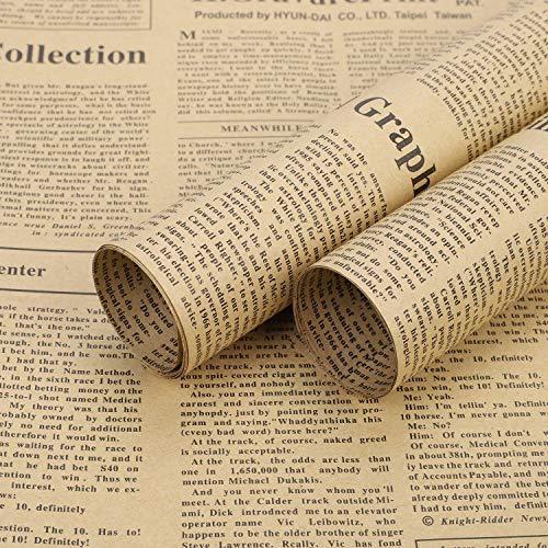 英字 新聞 包装紙 ラッピングペーパー 花束 包装紙 ギフトラッピング用紙 レトロ 両面色 防水 Opp 梱包材 おしゃれ 花束ラッピング Wnbkslgocc Liliorg In