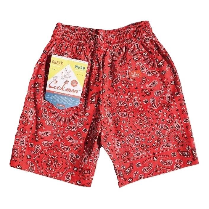 COOKMAN クックマン CHEF SHORT PANTS PAISLEY RED ペイズリー