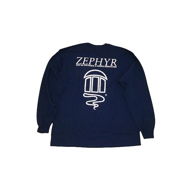 ZEPHYR ゼファー ZPLS＃N２NV バック月光 フロントチームコンペ 小ロゴ LONG SLEEVE ロングスリーブ ロンT NAVY　紺x白　ネイビー｜jonnybeeameyoko｜03