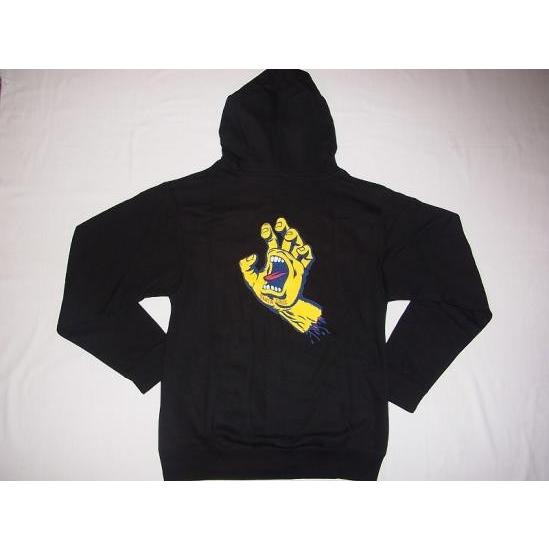 SANTACRUZ サンタクルーズ　スクリーミングハンド ZIP HOOD ジップパーカー 黒x黄 イエロー｜jonnybeeameyoko