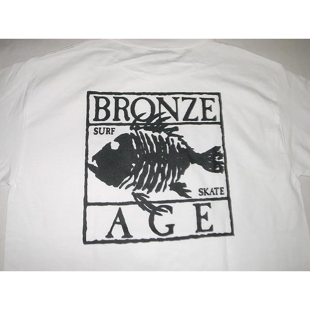 BRONZE AGE ブロンズエイジ SQUARE スクエア フィッシュ ロゴ Tシャツ ホワイト/ブラックプリント 白x黒｜jonnybeeameyoko｜04