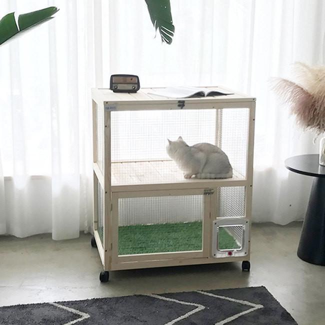 【アウトレット品】 猫の別荘　キャットケージ２層ネコハウス 別荘 猫部屋 繁殖 アパート アパート ペット キャット別墅 猫のクライミング棚 通気 無臭 ケージ 【2585499979】(13440円)
