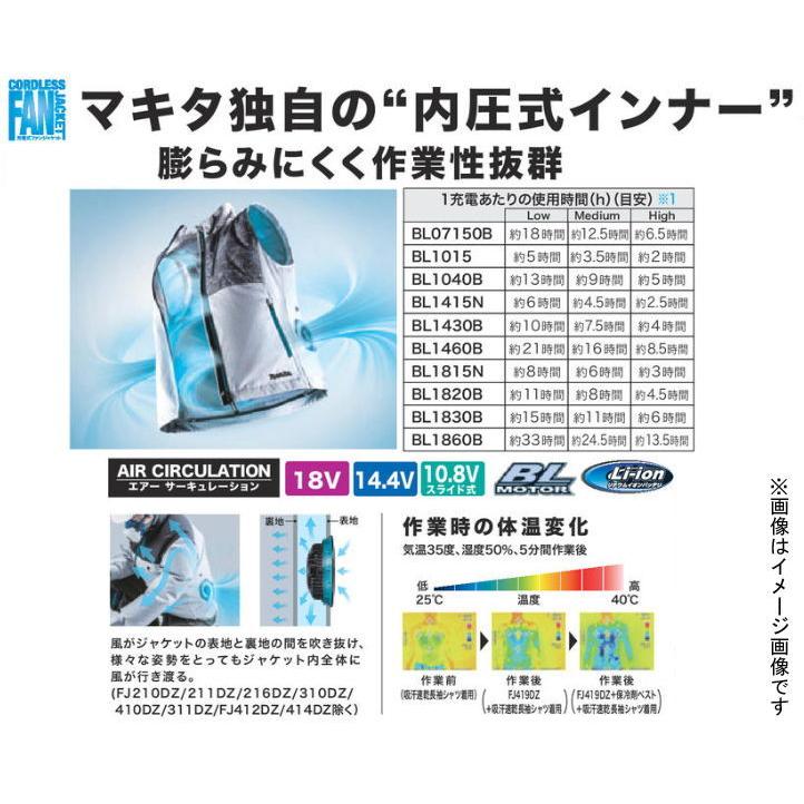 マキタ（makita） 充電式ファンジャケット グレー 2L (ツナギタイプ