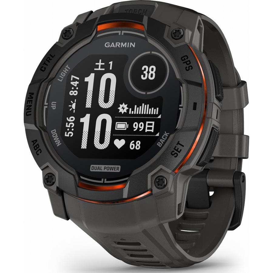 ガーミン Instinct 3 Dual Power 50mm Black /  Charcoal(Suica対応)スマートウォッチ 010-02935-30 返品種別A