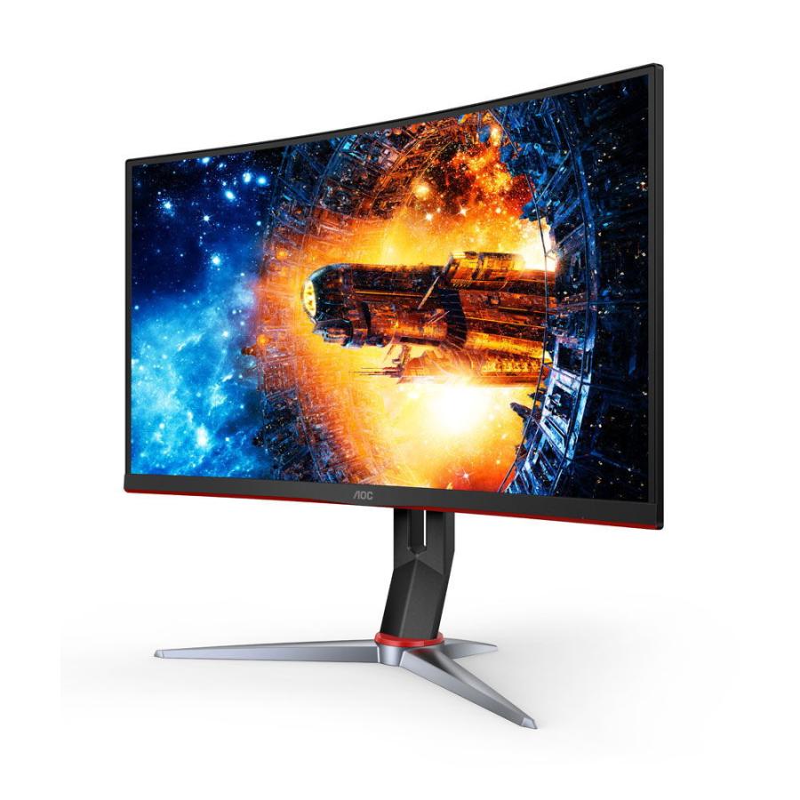 AOC 23.6型ワイド 湾曲 ゲーミング液晶ディスプレイ- ブラック＆レッド