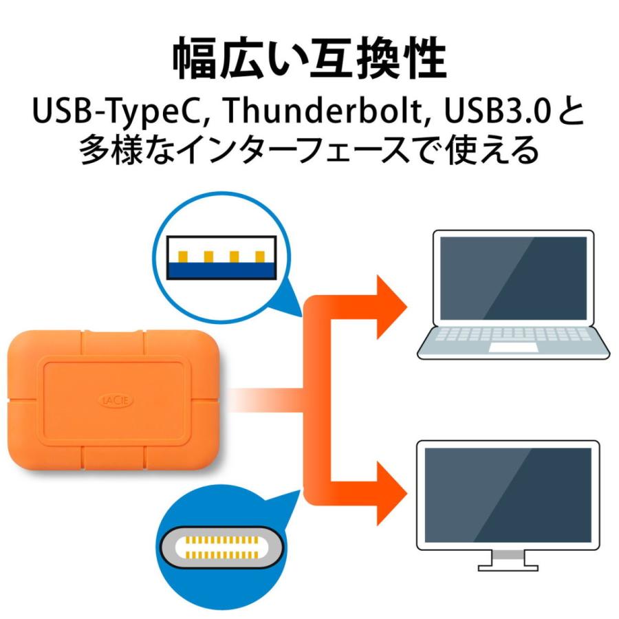LaCie(ラシー) USB3.1(Gen2) 対応 ポータブルSSD 500GB LaCie Rugged SSD STHR500800 返品種別A｜joshin｜04