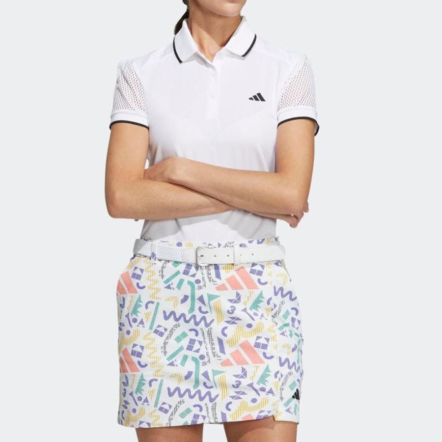 adidas（アディダス） ファブリックミックス 半袖ポロシャツ(ホワイト