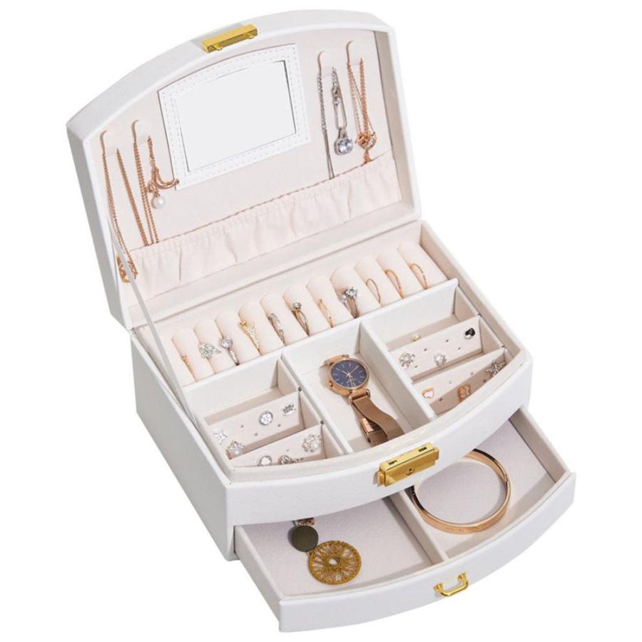 BACKYARD FAMILY (バックヤードファミリー) ジュエリーボックス 大容量 鏡付き 鍵付き (ホワイト) PMYDAMAI004-1A-2A