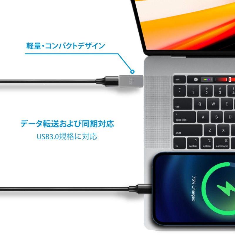 テック USB-A 3.0オス to Type-Cメス 変換アダプター TUSB31ATC2 返品種別A｜joshin｜04