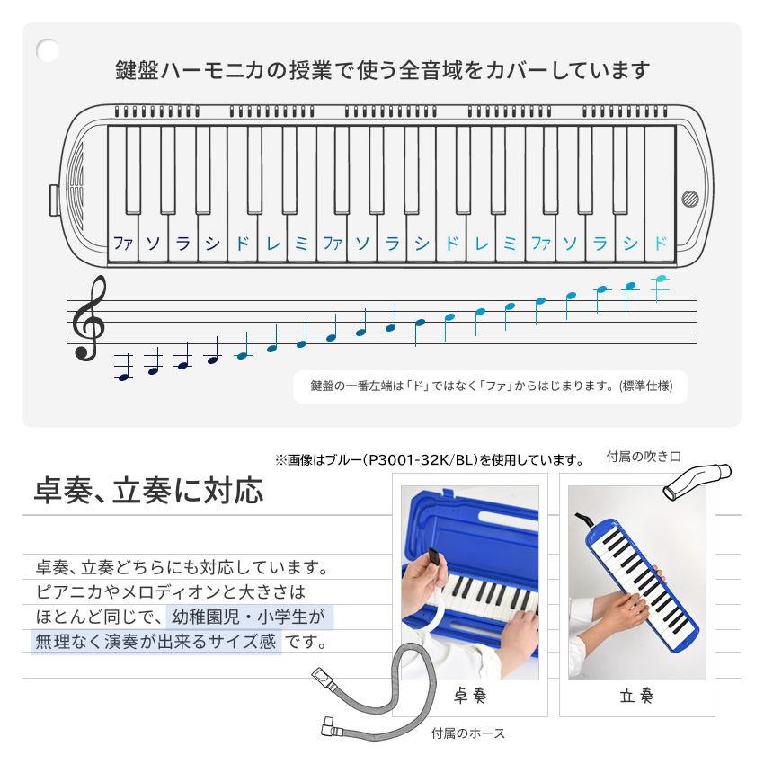 KC 鍵盤ハーモニカメロディピアノ(ネイビー)(お名前/ ドレミファソラシール付き) Kyoritsu Corporation MELODY PIANO P3001-32K/ NV 返品種別B｜joshin｜03