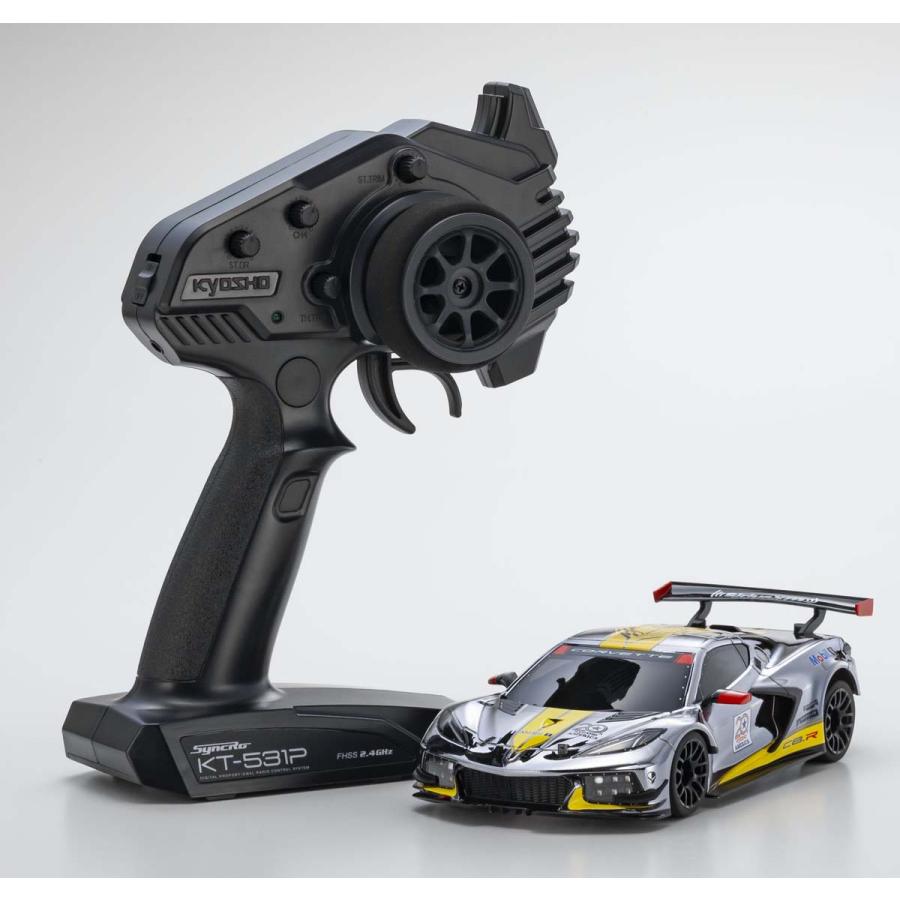 京商ミニッツシボレーコルベットC8.Rクローム/イエローアメリカ20周年記念仕様 京商 ミニッツRWDレディセット MR-04 シボレー コルベット C8.R