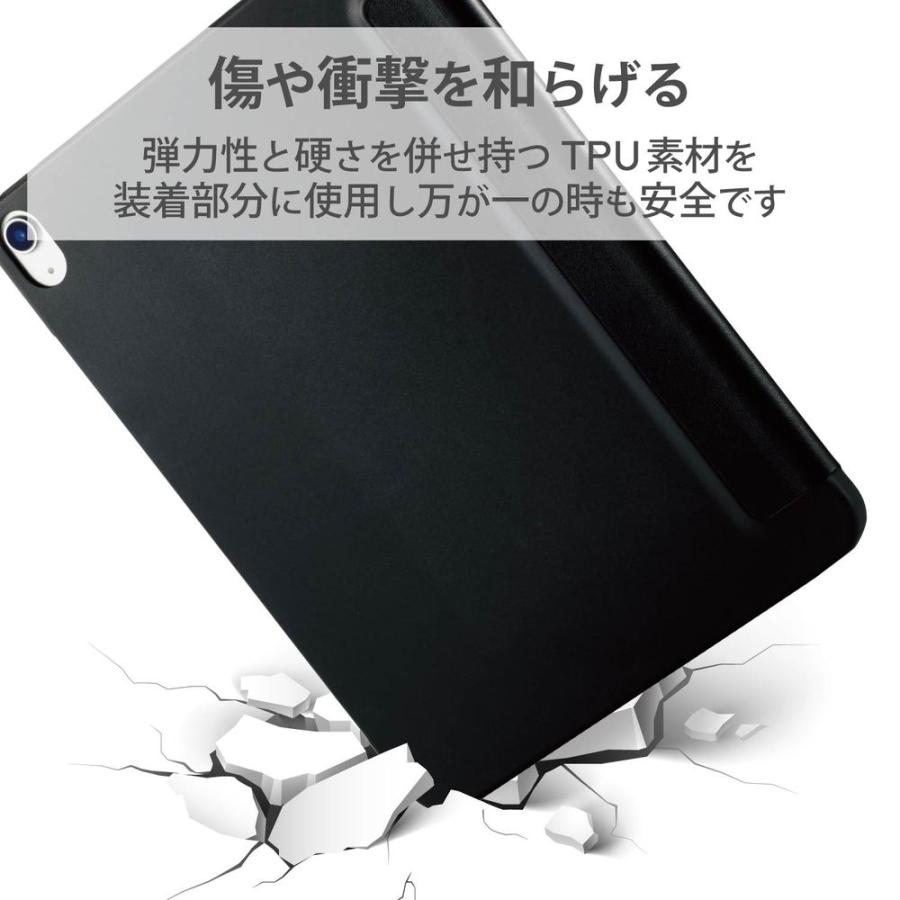 エレコム iPad Air 10.9インチ(第5世代・2022/第4世代・2020年)用 手帳型ケース フラップ ソフトレザー 抗菌(ブラック) TBWA20WVSABK 返品種別A｜joshin｜03