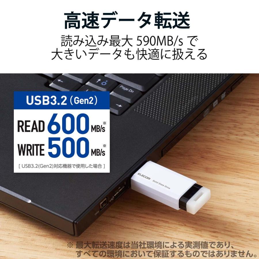 エレコム USB3.2(Gen2)対応 外付けポータブルSSD 1.0TB(ホワイト)(PS5/ PS4/ PS4 PRO 動作確認済) ESD-EPK1000GWH 返品種別A｜joshin｜03