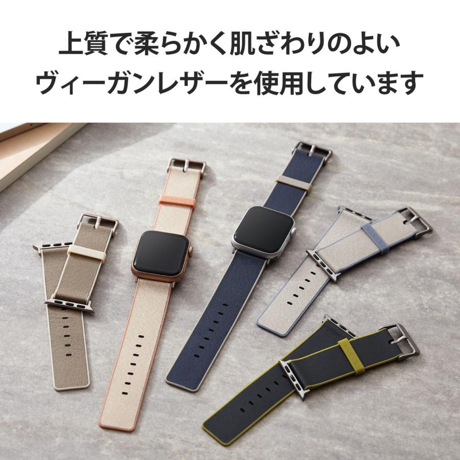 エレコム アップルウォッチ バンド Apple Watch SE ( 第2世代 /  第1世代 ) / ヴィーガンレザー ベルト トープグレー×ピーチ AW-41BDMNOTG 返品種別A｜joshin｜04