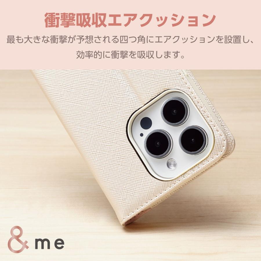 エレコム iPhone15 Pro(6.1inch/ 3眼)用 ケース レザー カバー 手帳型 マグネット フラップ ＆me Enchantee(ホワイト) PM-A23CPLFJM2WH 返品種別A｜joshin｜05