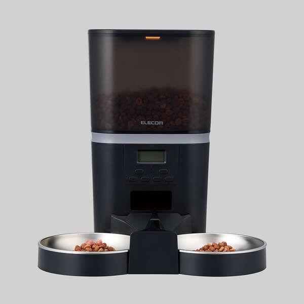 エレコム ペット用自動給餌器 2匹用(ブラック) ELECOM AUTO FEEDER PET-AF02BK 返品種別A｜joshin｜04