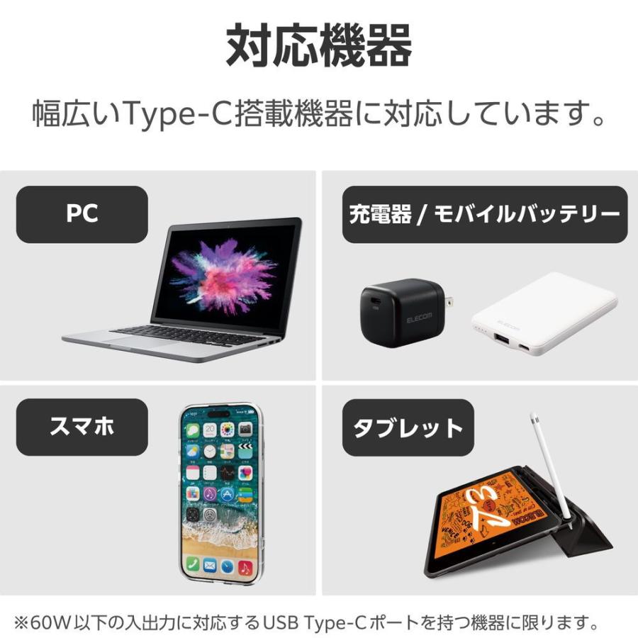 エレコム USB Type-C ケーブル C to C 1m PD 60W 3A USB2.0 L字 やわらか 充電/ データ転送用(ブラック) U2C-CCLY10NBK 返品種別A｜joshin｜07