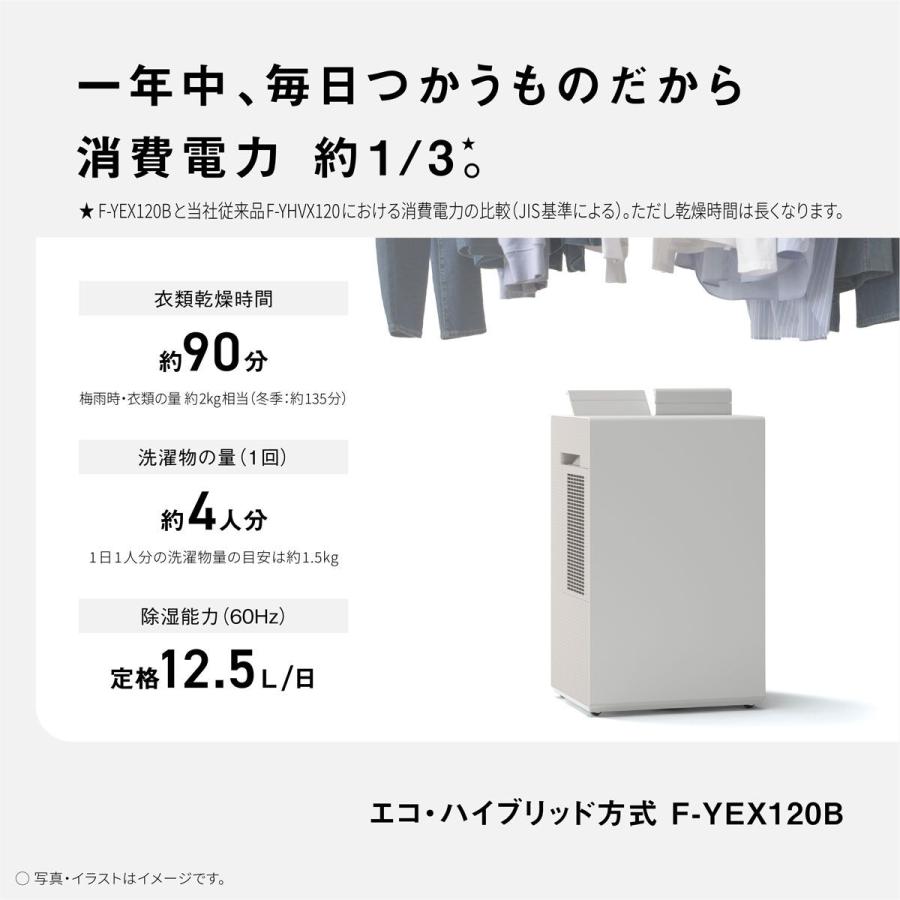 パナソニック 除湿乾燥機(木造13畳/ コンクリート造27畳まで クリスタルホワイト) Panasonic エコ・ハイブリッド方式 ECONAVI＆nanoeX F-YEX120B-W 返品種別A｜joshin｜06