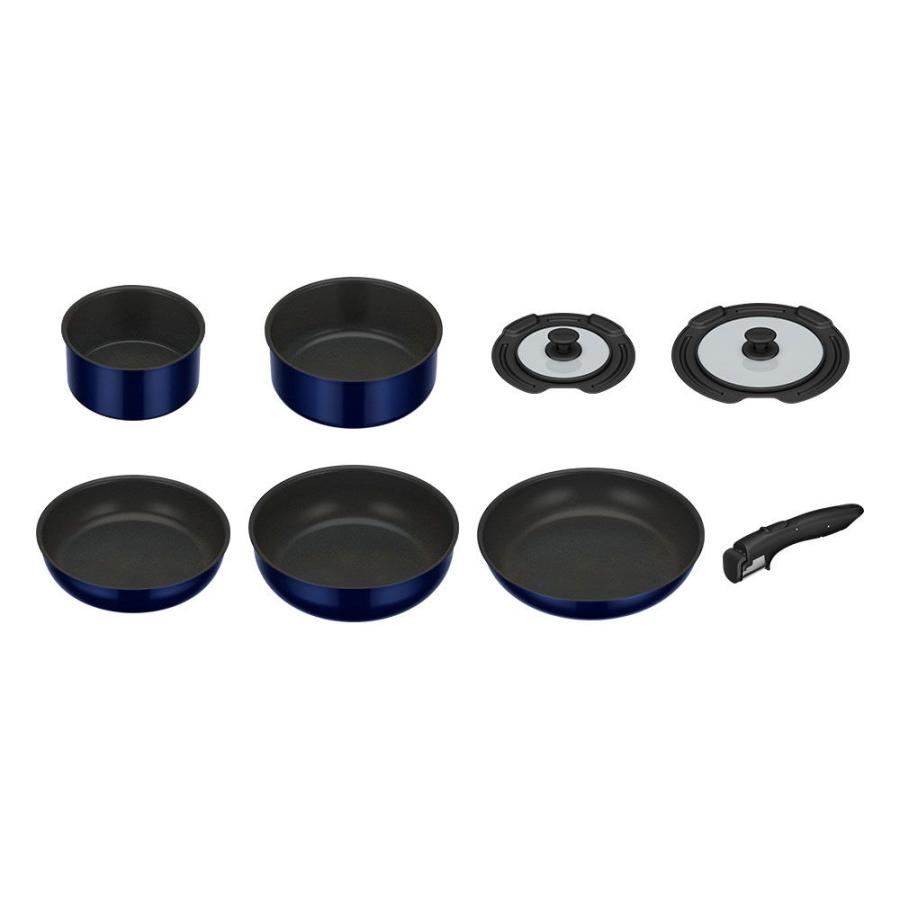 サーモス 取っ手の取れるフライパン8点セット　ディープブルー THERMOS サーモス 取っ手のとれるフライパン8点セットEA ガス火