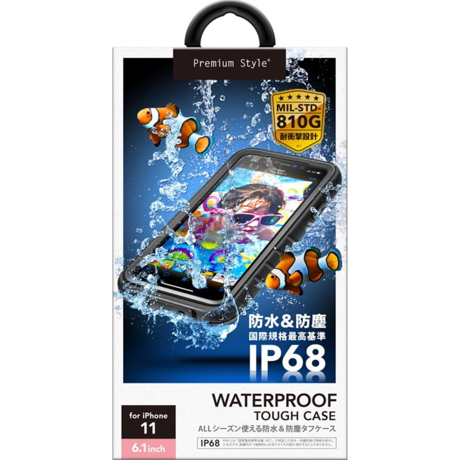 PGA iPhone 11用 ウォータープルーフケース「Premium Style」(ブラック) PG-19BWP01BK 返品種別A｜joshin｜05