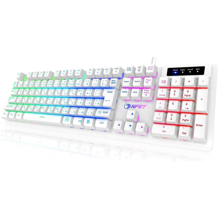 Npet 国内正規品 バックライト付きゲーミングキーボード フルキー日本語配列jis ホワイト K10 Wh 返品種別a Joshin Web 通販 Paypayモール