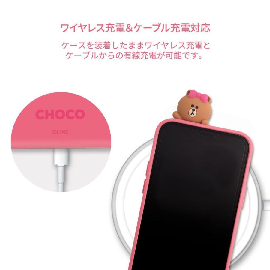 LINE FRIENDS iPhone 12 mini用 フィギュア付きカラーソフトケース(SNEAK PEEK BROWN) KCE-CSB024 返品種別A｜joshin｜05