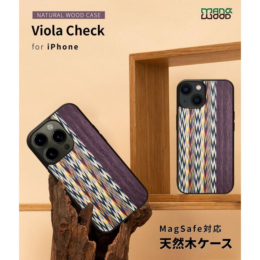 Man＆Wood iPhone 15用 MagSafe対応天然木ケース(Viola Check) I25506I15 返品種別A｜joshin｜02