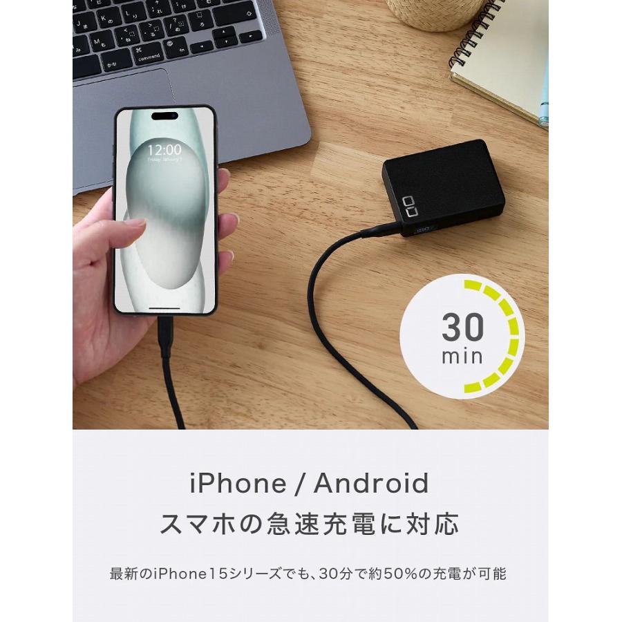 CIO SMARTCOBY Pro 30W 2C モバイルバッテリー USB-C×2 10000mAh(ブラック) SMCPRO-30W2C-BK 返品種別A｜joshin｜05