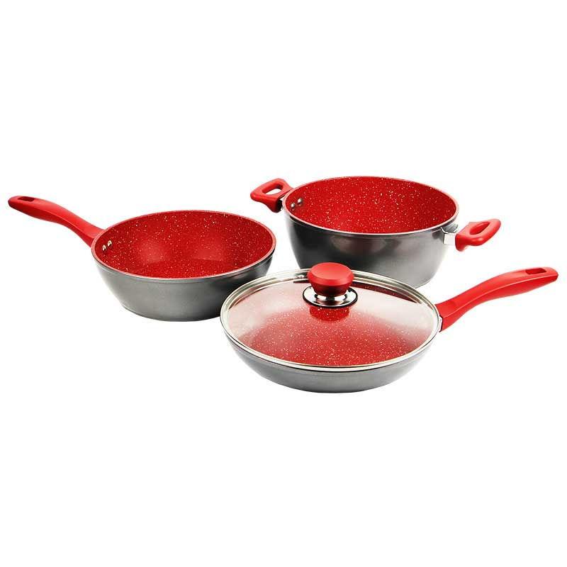 ダイレクトテレショップ (IH対応)フライパン4点セット レッド