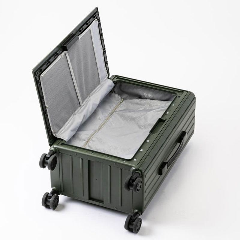 ＆.FLAT 折り畳めるキャリーケース マットカラー (カーキ・約35L