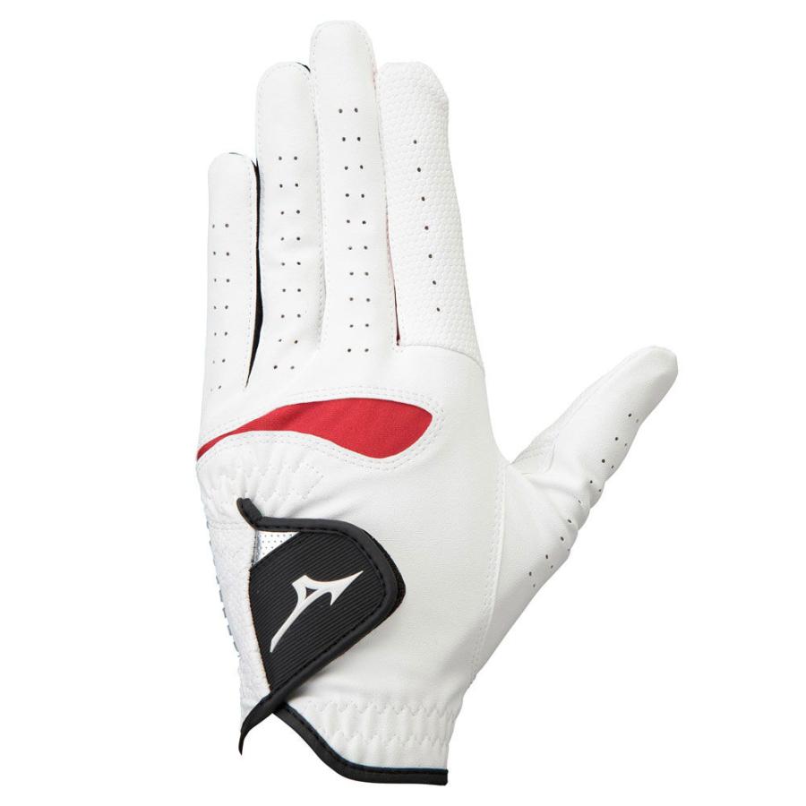 ミズノ メンズゴルフグローブ左手用 (ホワイト×レッドサイズ：23cm)