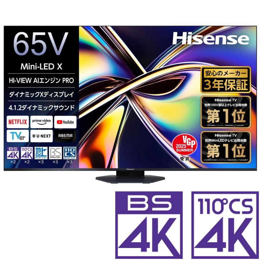 ハイセンス（HISENSE） (標準設置無料 設置Aエリアのみ) 65V型 Mini