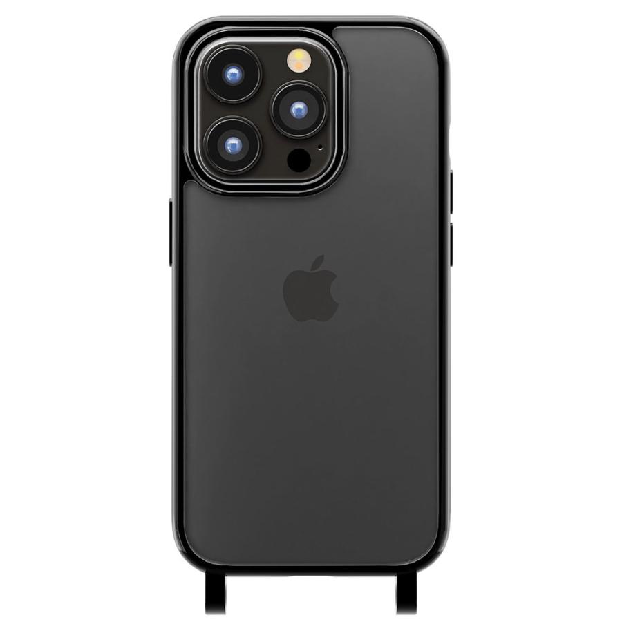 PGA iPhone15 Pro(6.1inch/ 3眼)用 クリアハイブリッドケース(ブラック) PG-23BPT07BK 返品種別A｜joshin｜02