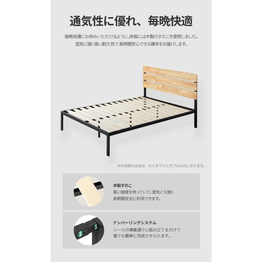 ZINUS JAPAN(ジヌス) Sonoma スチール＆ウッド ベッドフレーム