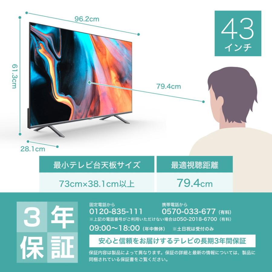 標準設置無料 設置Aエリアのみ) ハイセンス 43型4Kチューナー内蔵 LED