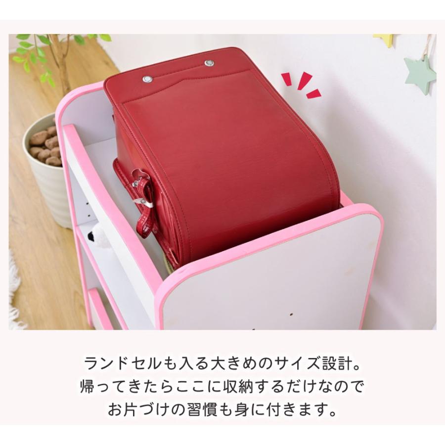 JK-PLAN(ジェイケイ・プラン) ランドセルラック キャスター付き収納ワゴン(ホワイト/ ピンク) FES-0007-WHPK 返品種別A_5