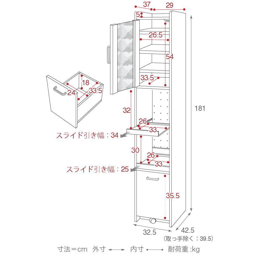 JK-PLAN(ジェイケイ・プラン) 隙間ミニキッチン 高さ180cm(ホワイト) FKC-1533-WH 返品種別Aの画像