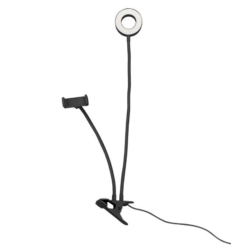 最新アイテム Fugu Ledリングライト付き 自撮りスマホホルダー ブラック Fgselfl01bk 返品種別a Riosmauricio Com