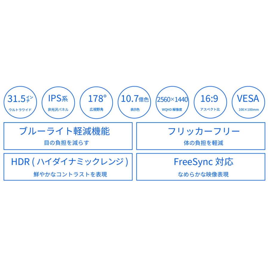 JAPANNEXT31.5型 ウルトラワイド液晶ディスプレイ(WQHD/ IPS/ 非光沢/ 5ms(GtoG)/ DisplayPort/ HDMI/ スピーカー搭載/ FreeSync) JN-IPS3150WQHDR 返品種別A｜joshin｜04