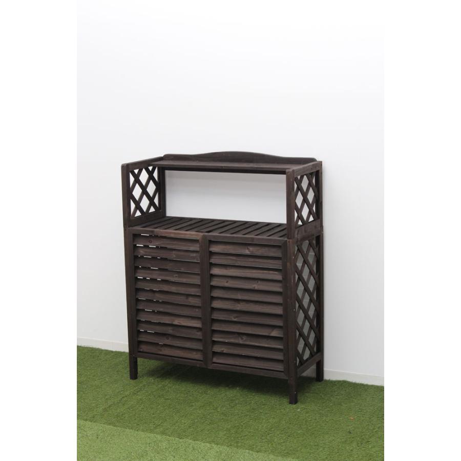 谷村実業 木製棚付エアコンラック ダークブラウン LIVING OUT TAN-996