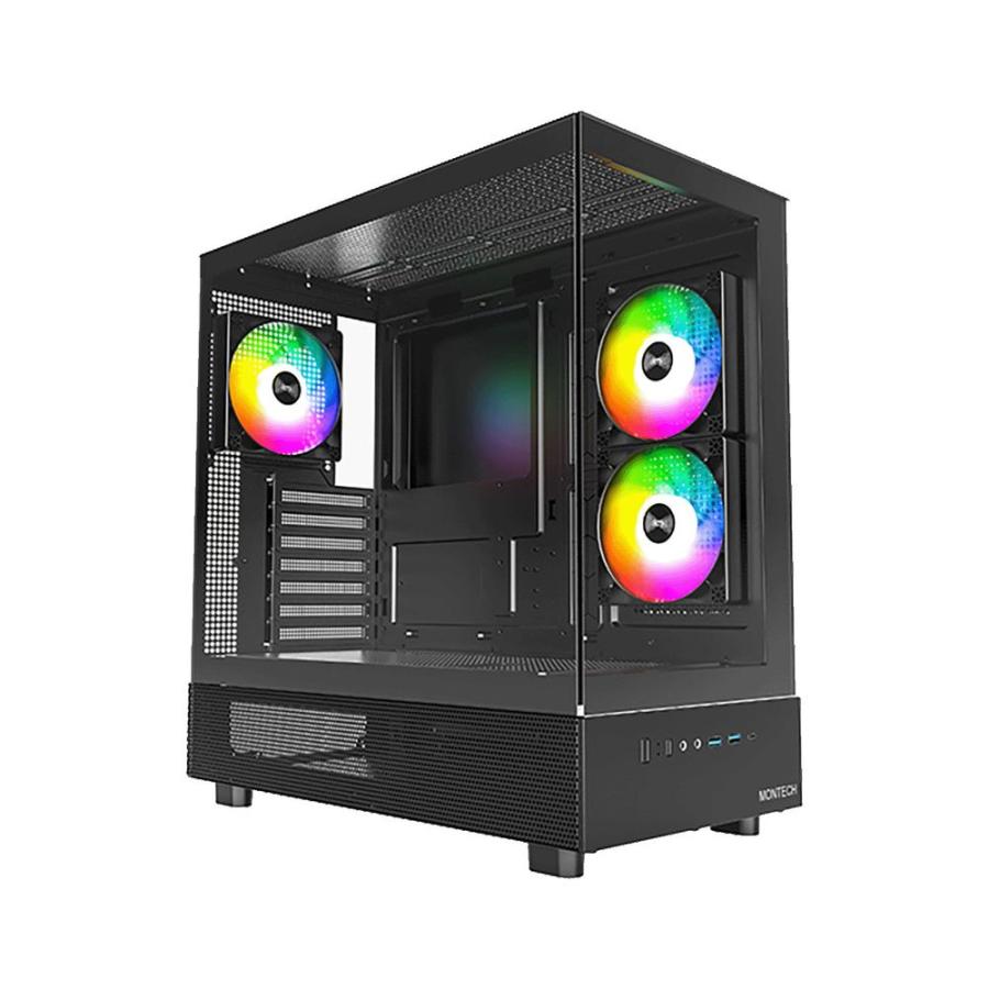 MONTECH｜モンテック XRシリーズ ATXマザーボード対応 ガラスパネル(フロント・左サイド)採用 ピラーレス PCケース (ブラック) XR (B) 返品種別B の商品画像