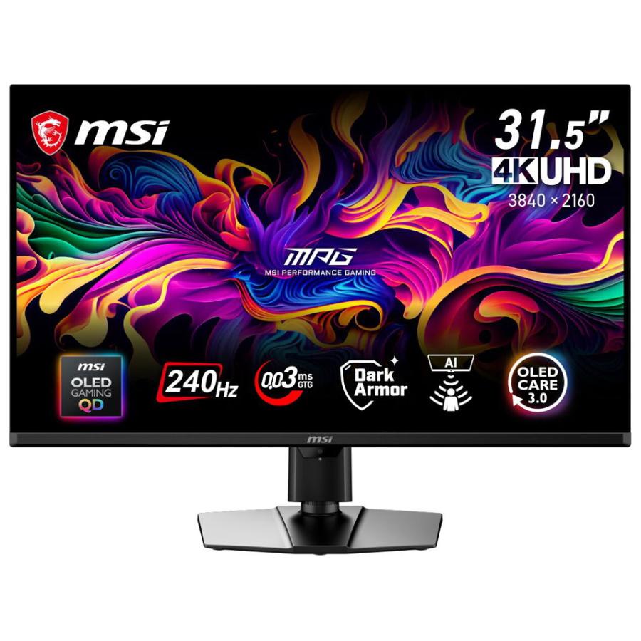 MSI｜エムエスアイ ゲーミング液晶ディスプレイ(31.5型/ QD-OLED/ 4K UHD 3840×2160/ 240Hz/ 0.03ms)(ブラック) MPGシリーズ MPG-322UR-QD-OLEDX24 返品種別A（Yahoo!・Joshin web）