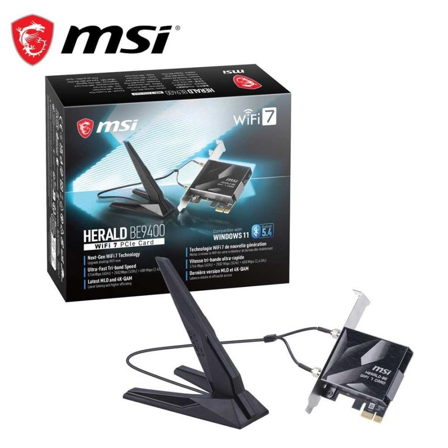MSI｜エムエスアイ MSI HERALD BE9400 WiFi 7 PCIe Card BE9400WIFI7CARD 返品種別B（Yahoo!・Joshin web）