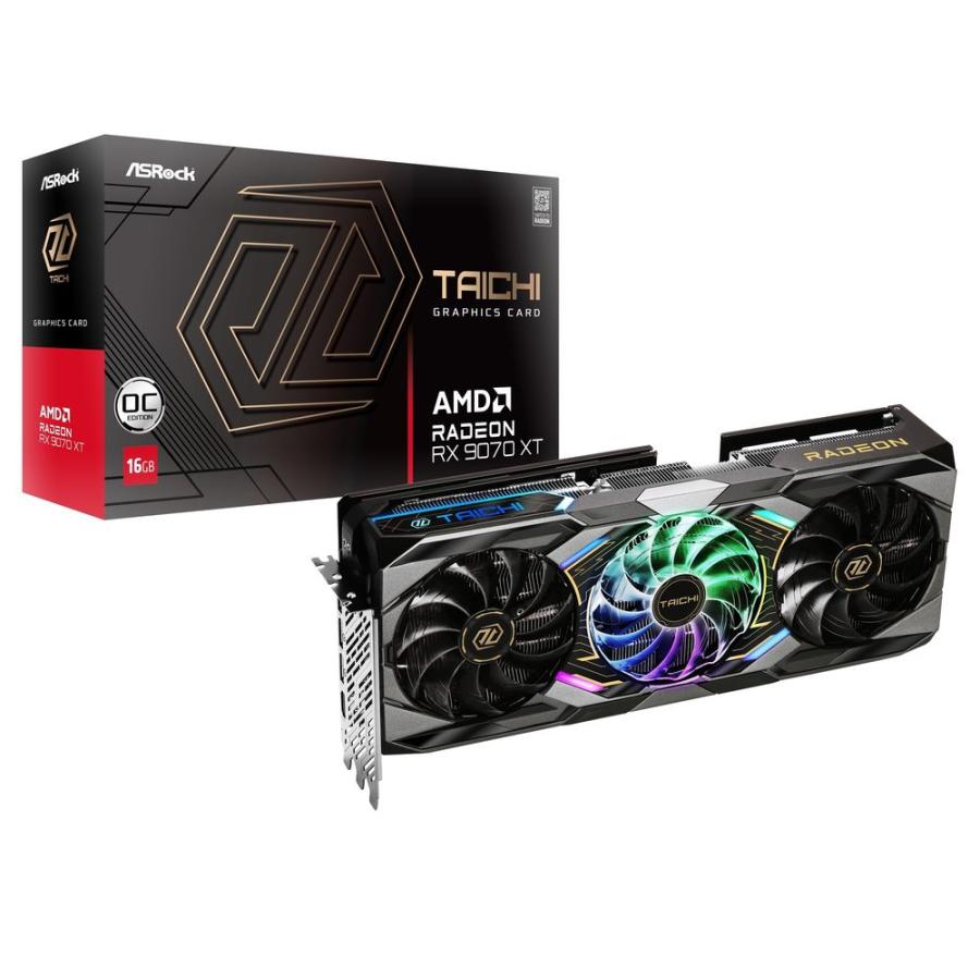ASRock｜アスロック ASRock Radeon RX 9070XT Taichi 16G OC グラフィックボード(ブラック) RX9070XTTC16GO 返品種別B の商品画像