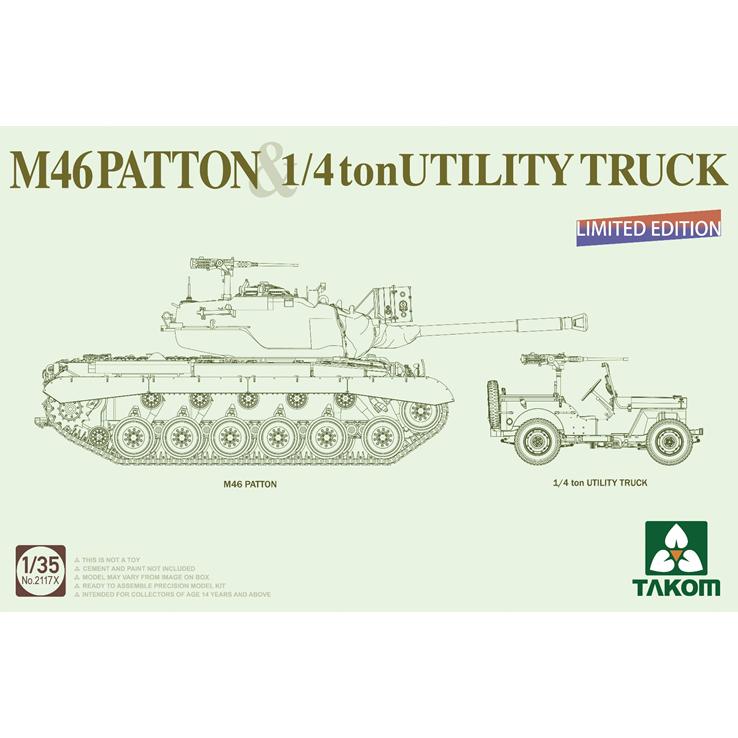 タコム 1/ 35 米陸軍 M46 パットン ＆ 1/ 4トン ユーティリティ トラック(TKO2117X)プラモデル 返品種別B