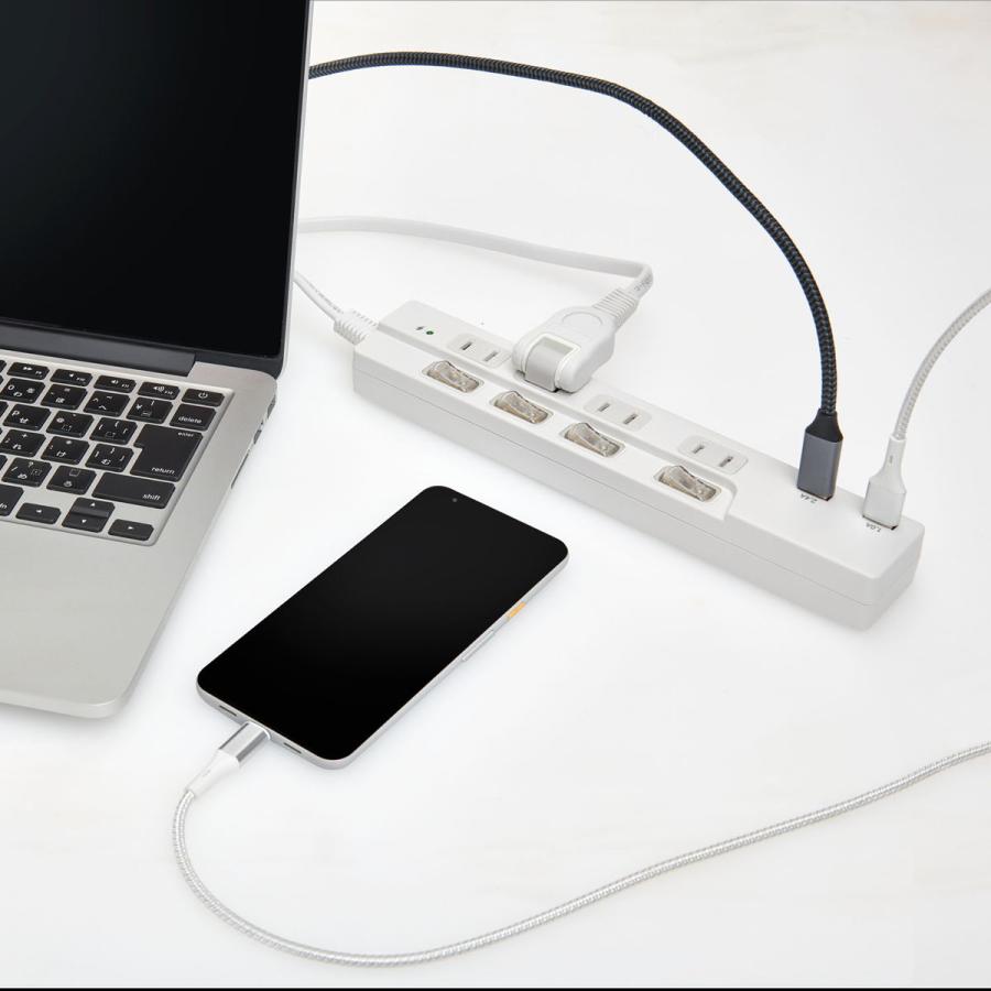 ELPA スイッチ付きUSBタップ(4個口+USB2ポート・2m) ELPA WBK-4232SUA(W) 返品種別A｜joshin｜09