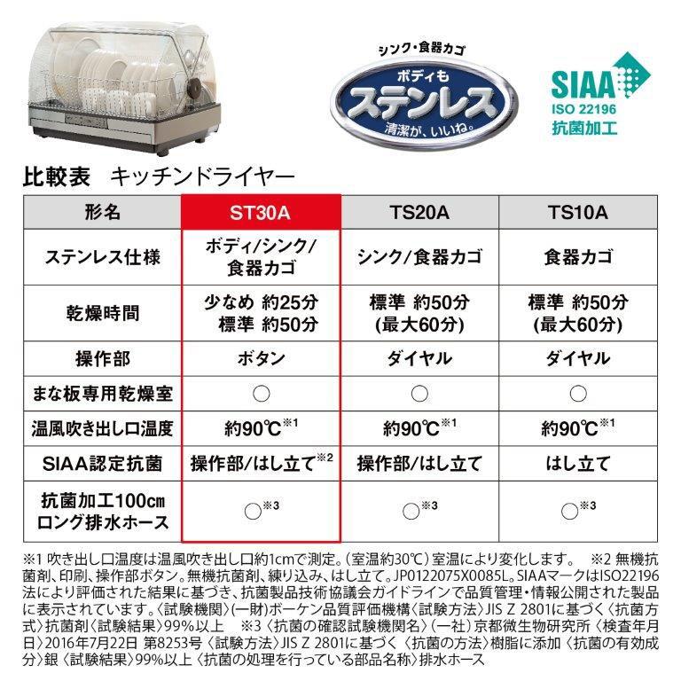 三菱 食器乾燥器 ステンレスグレー MITSUBISHI キッチンドライヤー TK-ST30A-H 返品種別A｜joshin｜13