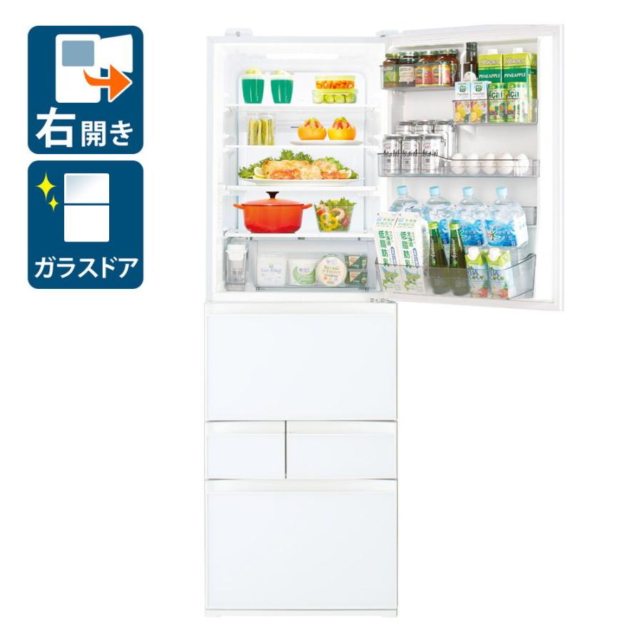 標準設置 送料無料) 東芝 411L 5ドア冷蔵庫(グランホワイト)(右開き